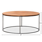 Coffee Table With Wood Grain Black Metal Base