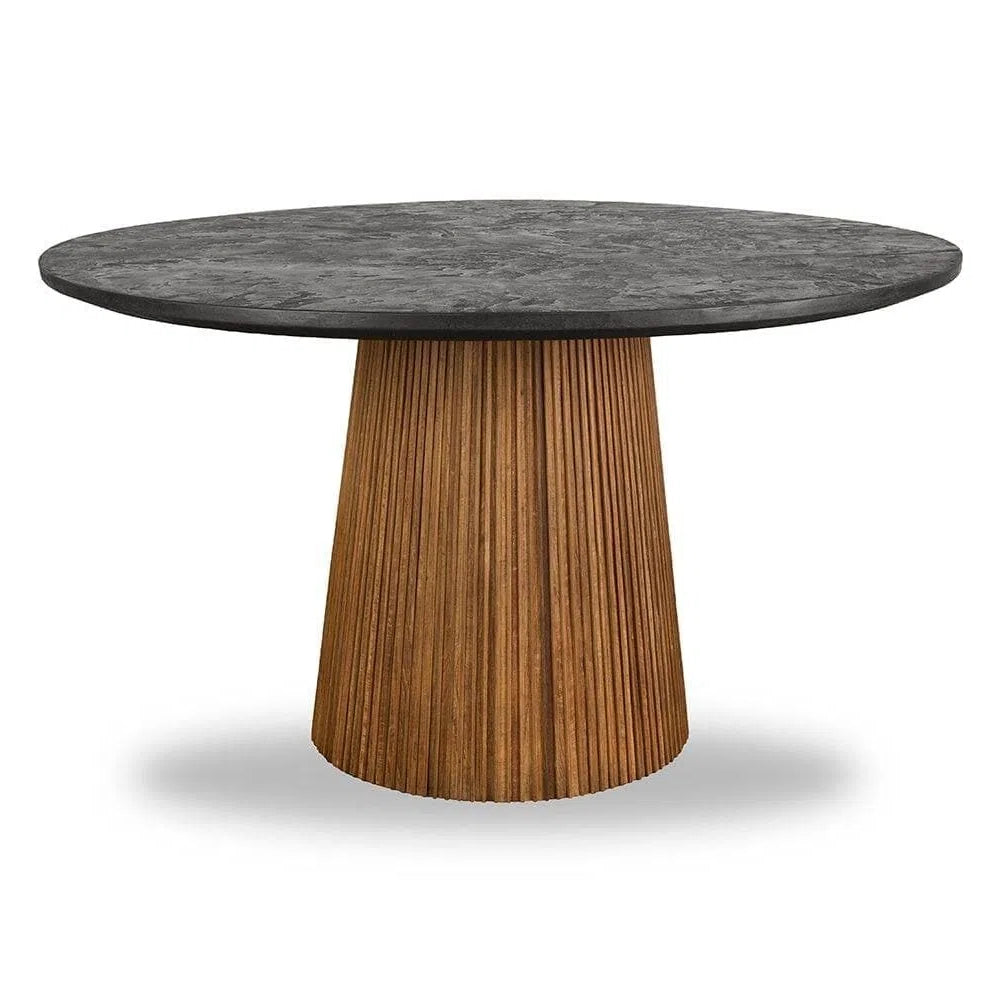 Handcrafted Vertical Striped Round Dining Table
