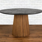 Handcrafted Vertical Striped Round Dining Table