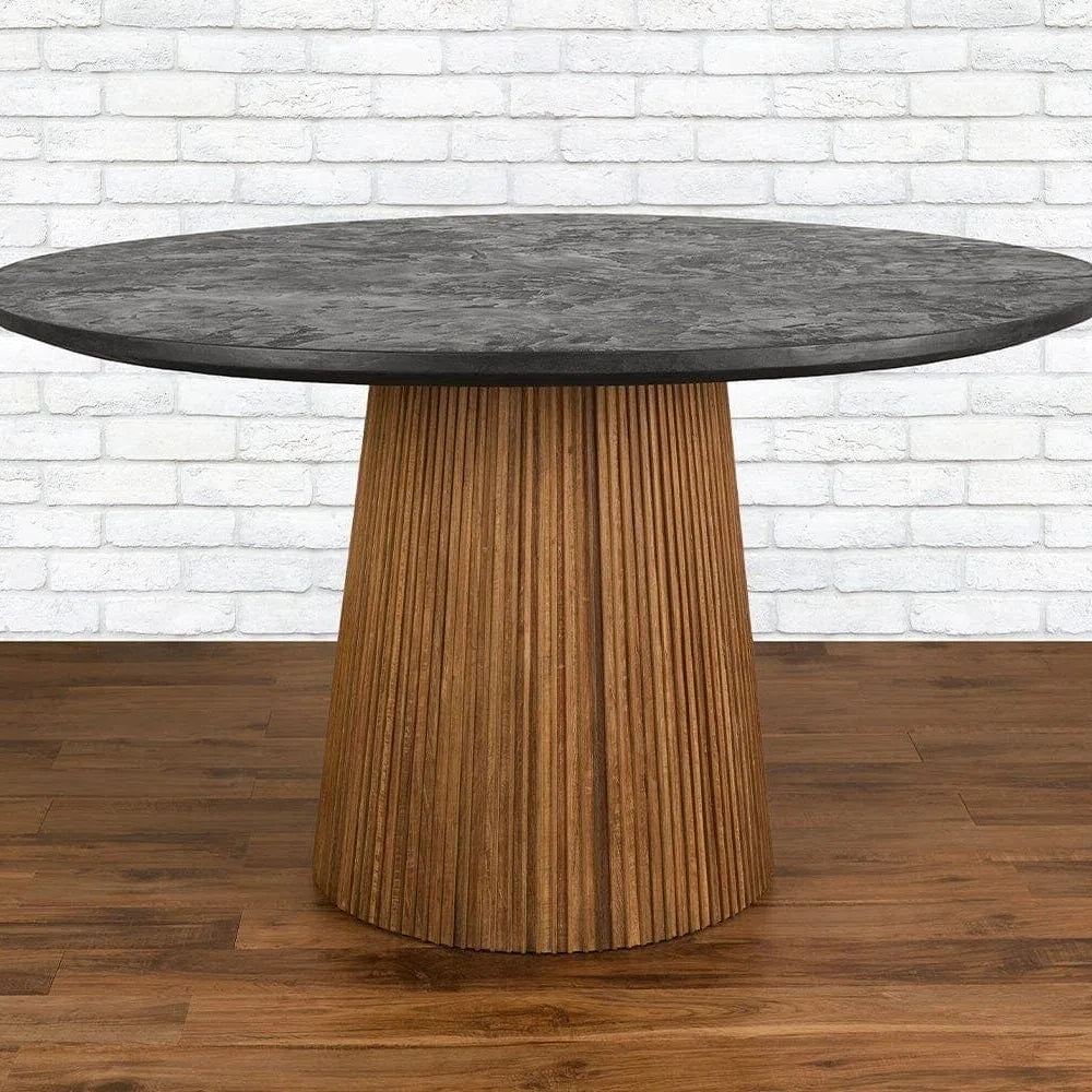 Handcrafted Vertical Striped Round Dining Table