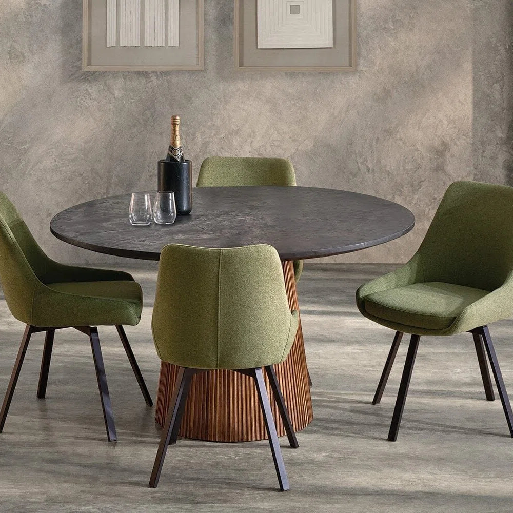 Handcrafted Vertical Striped Round Dining Table