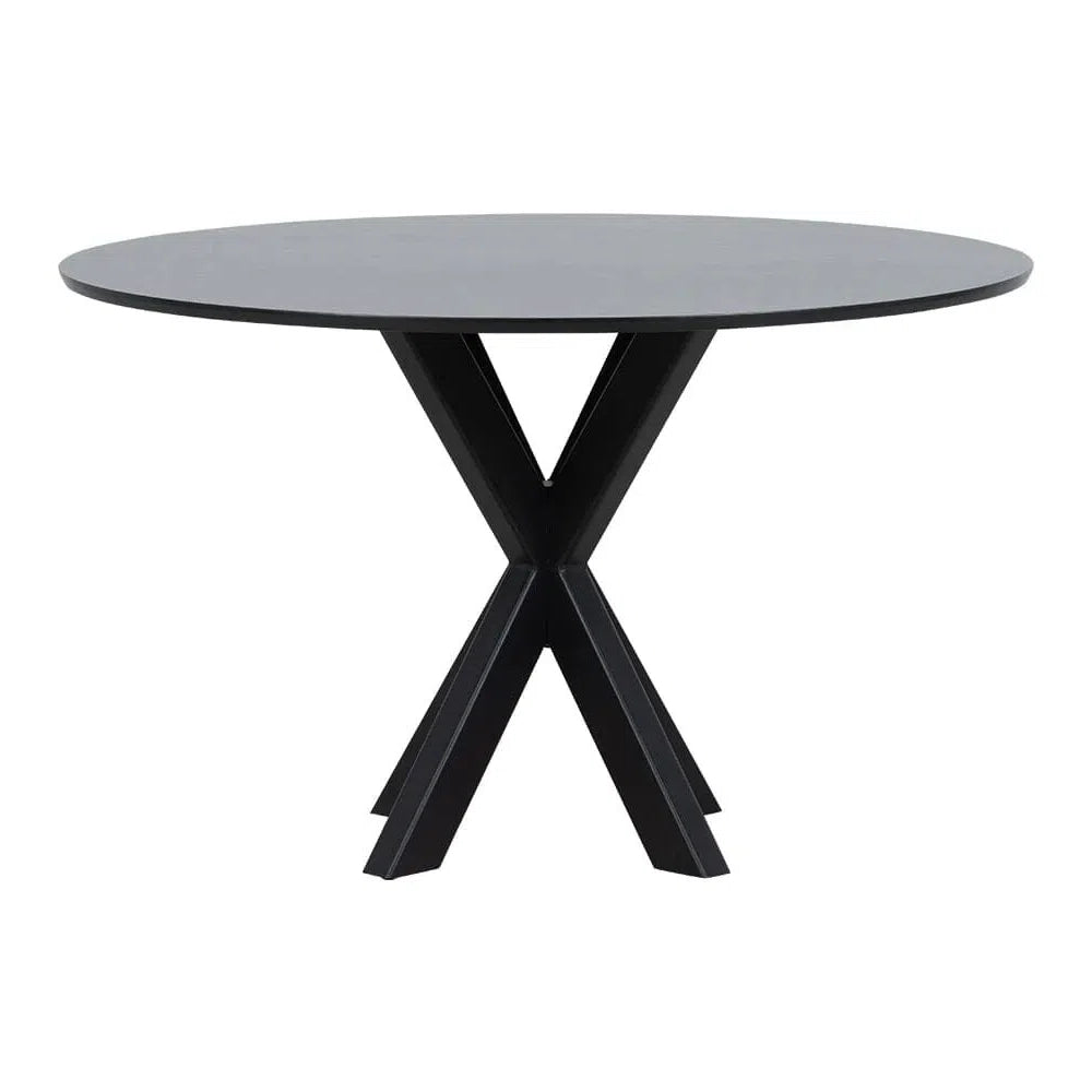 Round Black Wooden Dining Table